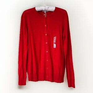 UNIQLO Cardigan Red WOMEN Size Medium NWT Round Neck Long Lightweight